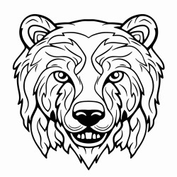 retro cartoon picture of a closeup face of a bear