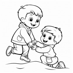 kid helping another kid up from a fall