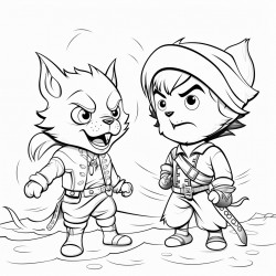 a pirate vs a wolf cute