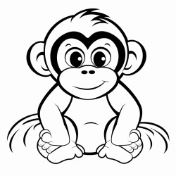 can you create a very simple baby cartoon ape with no background thick black lines