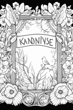 create an adult coloring page around the word kindness with an empty rounded rectangle at the bottom for text later