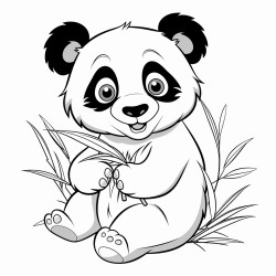 panda z plecakiem wchodzca po grach z malutk pand