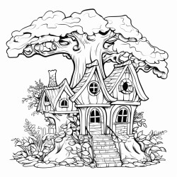 create a 40 page coloring book on elves and fairies their homes magical allure