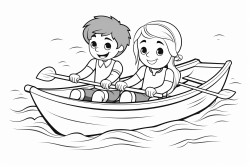 kids rowing boat