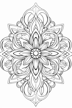 intricate modeldala design black and white symmetrical patterns with detailed flourishes created using fine line art techniques suitable for coloring digital illustration artistic genre