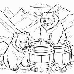 bears shaped like beer barrels in the mountains