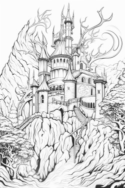 coloring dragon forest castle