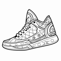 a basketball shoe with a tennis racket pattern and a sporty aesthetic
