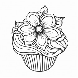 beautiful blooming  flower cupcake with frosting techniques or candy decorations