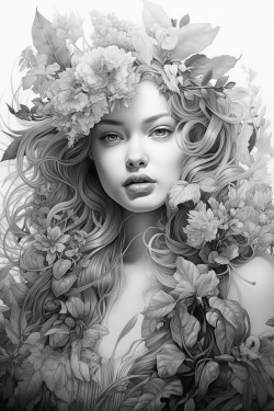 goddess of nature surrounded by plants