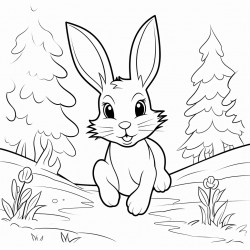a rabbit running in the forest