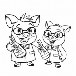 cartoon pigs in science class
