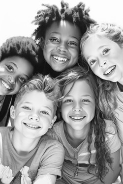 2 boys and 6 girls teens having fun