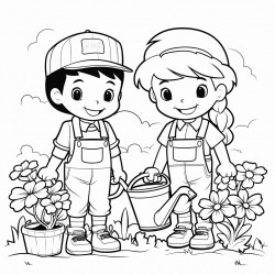 working in garden