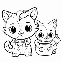 cat holding money and a piggy bank