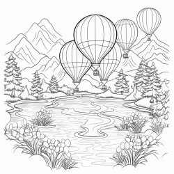 balloon with shallow ornaments over the river