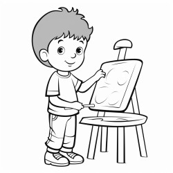 a young boy painting