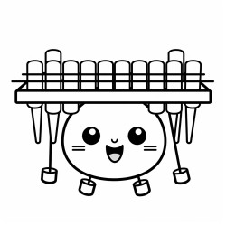cute kawaii style about xylophone with mallets