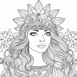 hippie woman with weed leaf background
