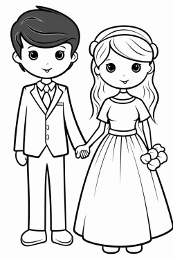 a bride with long hair and a long sleeve dress holding hands with a groom with short hair