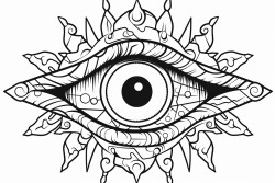 mystical eyeball with cool colors and shapes