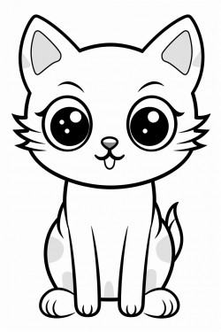 cute cat cartoon style coloring pages