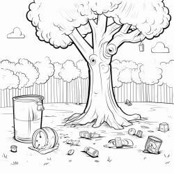 park with 4 pieces of garbage hidden in the park an apple core old boot used pop can and candy wrapper