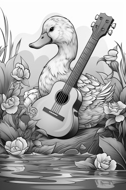 duck playing acoustic guitar