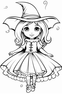 witch in evening dress flies to halloween party