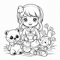little girl with pandas