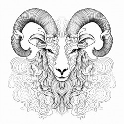ibex with mandala patterns thick black outlie detailed