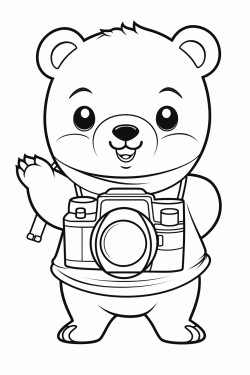 bear holding a camera