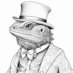 a bearded dragon wearing a fancy hat