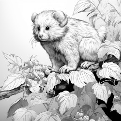 create a drawing of a marmoset eating blackberries