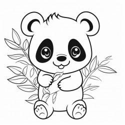cute panda with bamboo forest