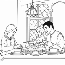 a family having tea in a traditional moroccan caf