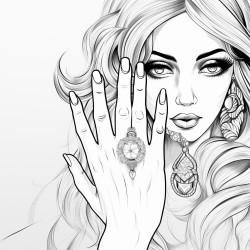 beautiful hands with long nails and jewlery