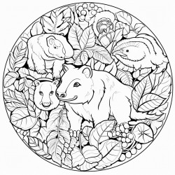i would like to color a mandala with small animals