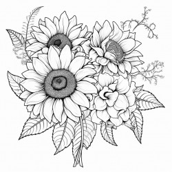 roses and sunflowers