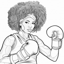woman with afro boxing