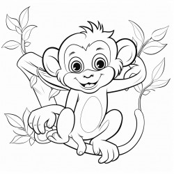 cute monkey swinging on a vine