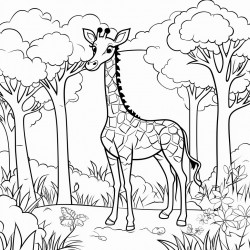 a giraffe in the garden and forest