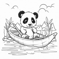 panda in a rowboat