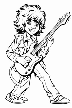 musican playing guitar coloring pages