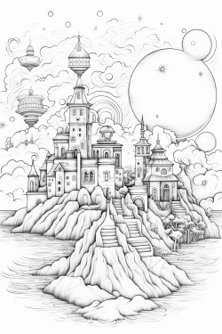paysage fantastique imaginaire lune eau nuage