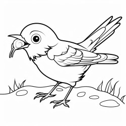 little bird eating worm