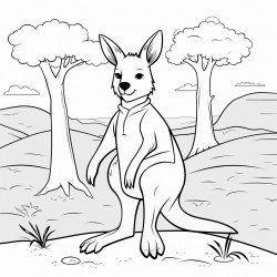 a kangaroo wearing a black belt in the forest
