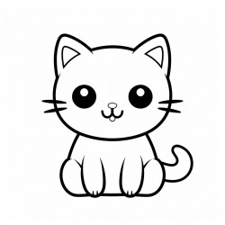 cute cat in a minimalism kawaii style