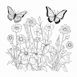 flower garden with butterflies bees and a variety of flowers