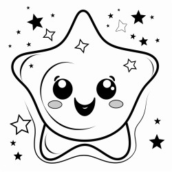 cute ghost holding a pumpkin smiling with big round eyes surrounded by stars bats and a crescent moon